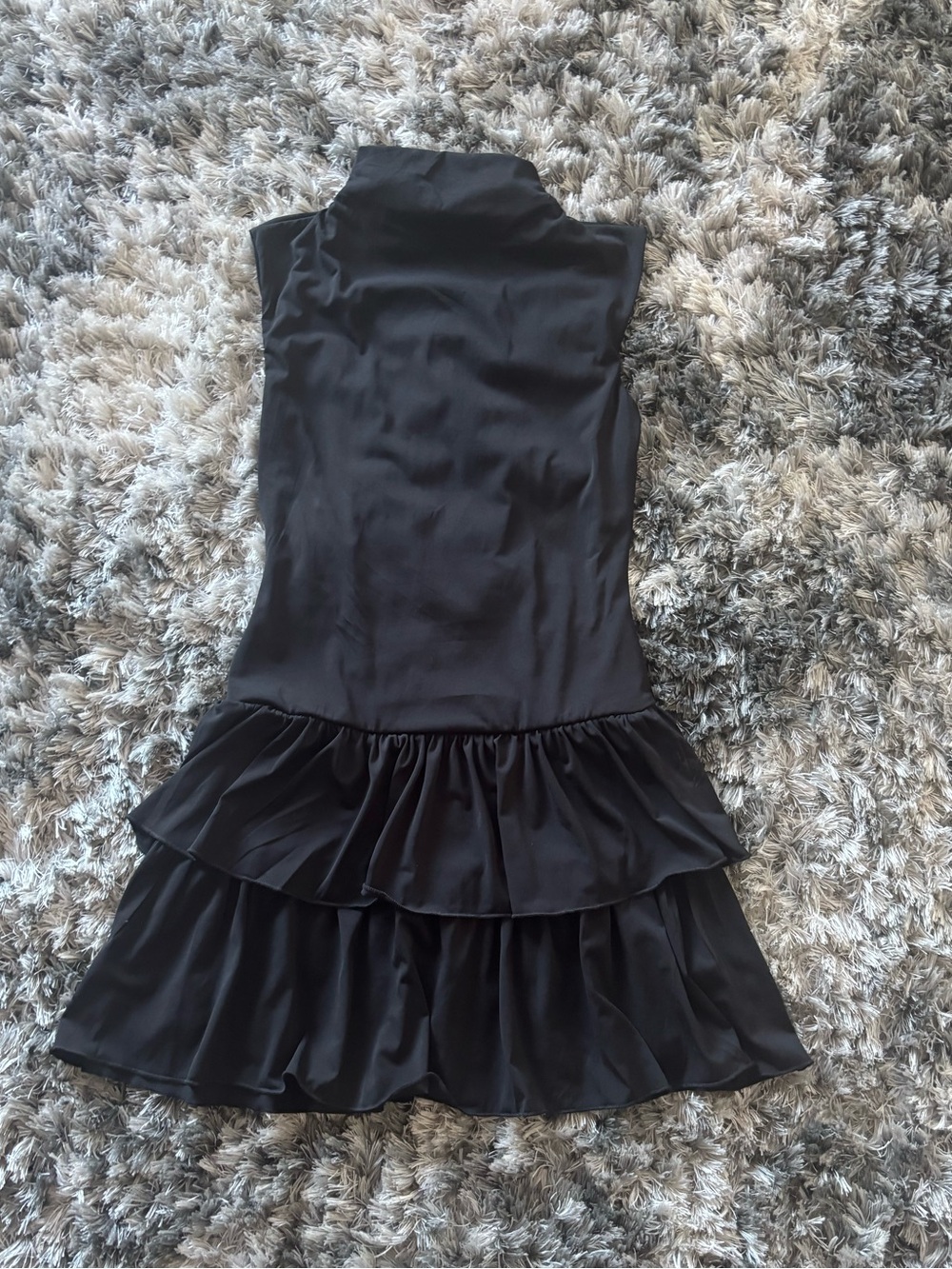 Sleeveless Black Tiered Ruffle Dress